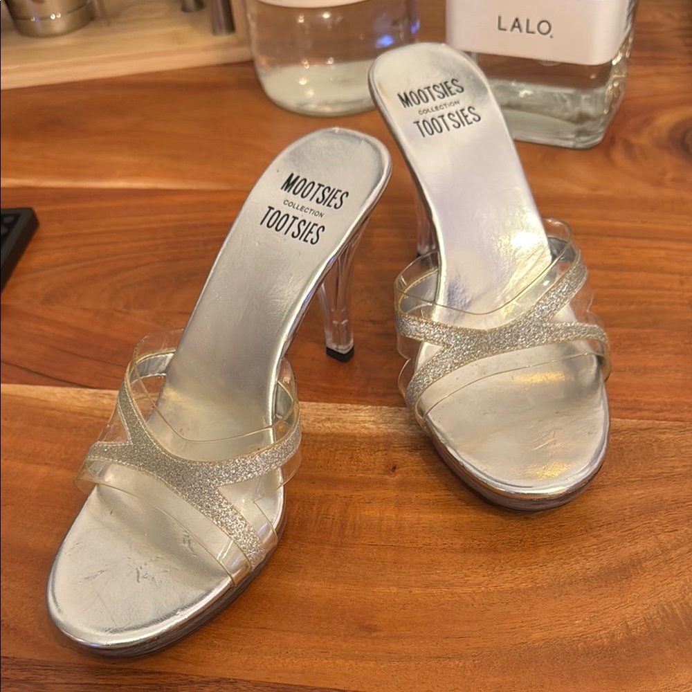 Silver & Sparkly Acrylic Pumps 7M